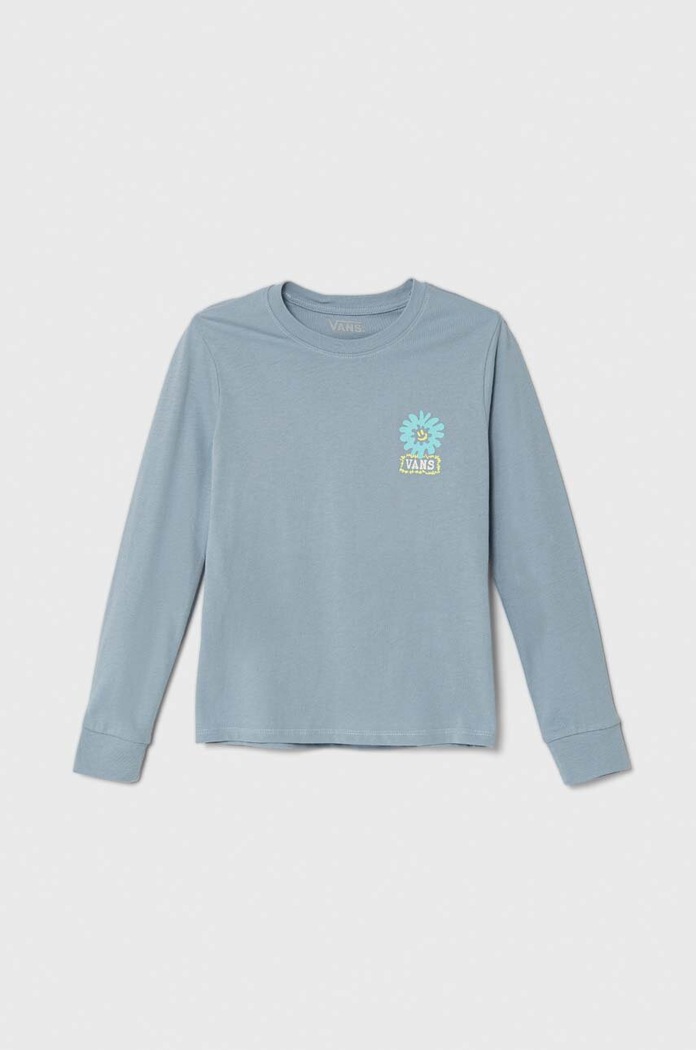 Vans Longsleeve din bumbac pentru copii DUAL BLOOM LS BFF albastru VN000GANDSB