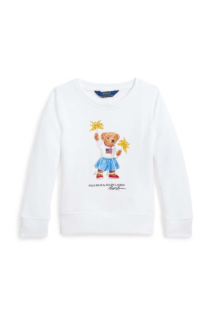 Dětská bavlněná mikina Polo Ralph Lauren bez kapuce bílá 312945063001
