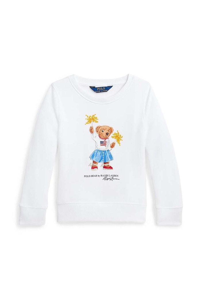 Dětská bavlněná mikina Polo Ralph Lauren bez kapuce bílá 312945063001