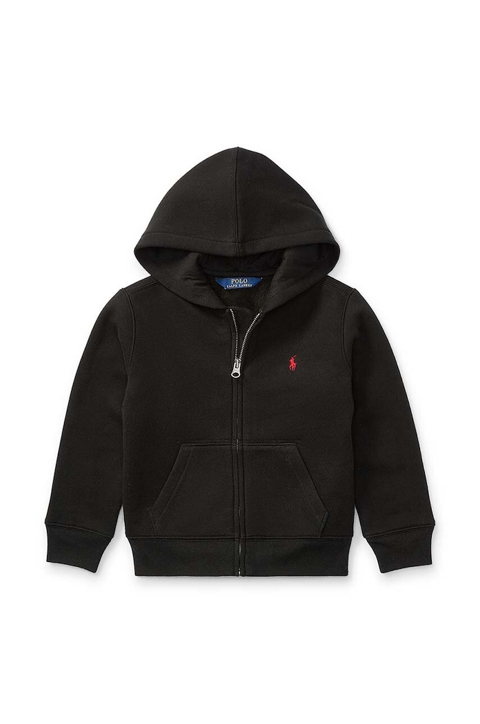 Detská mikina Polo Ralph Lauren s kapucňou čierna 322547626003