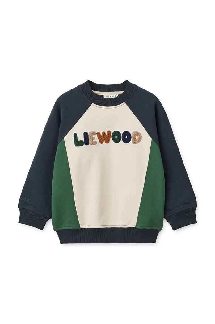 Παιδική βαμβακερή μπλούζα Liewood Aude Placement Sweatshirt LW18792 σκούρο μπλε AW24