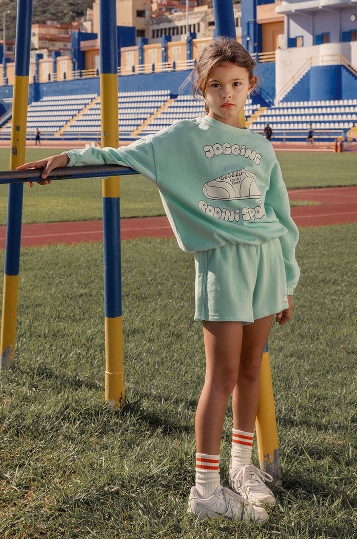 Dětská bavlněná mikina Mini Rodini Jogging bez kapuce modrá 2422011275