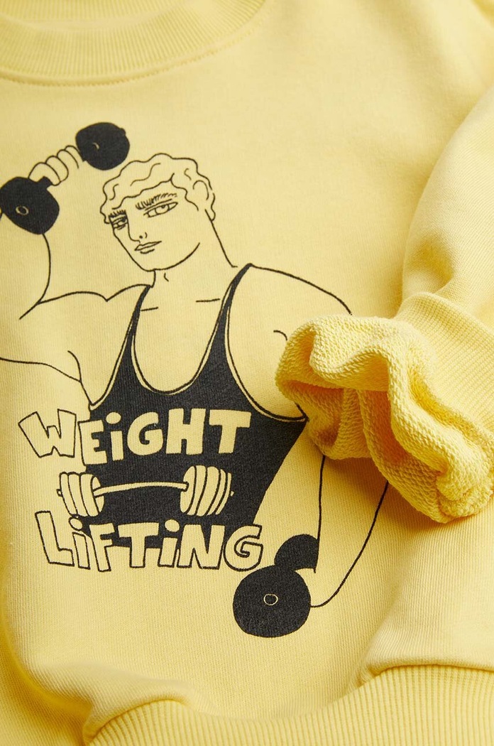 Dětská bavlněná mikina Mini Rodini Weight lifting žlutá 2422012123