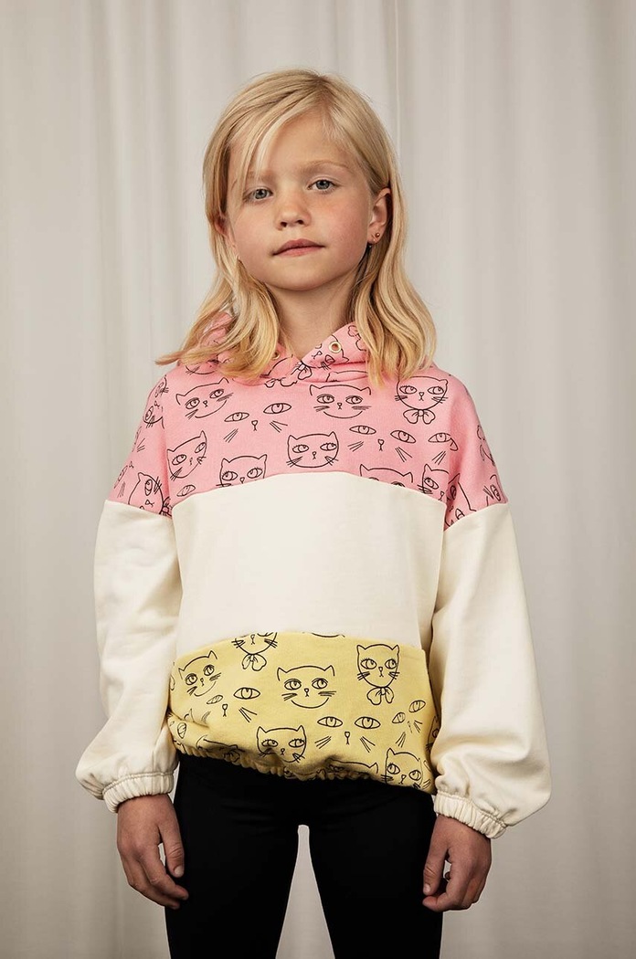 Mini Rodini bluza bawełniana dziecięca Cathlethes z kapturem różowy 2422014228