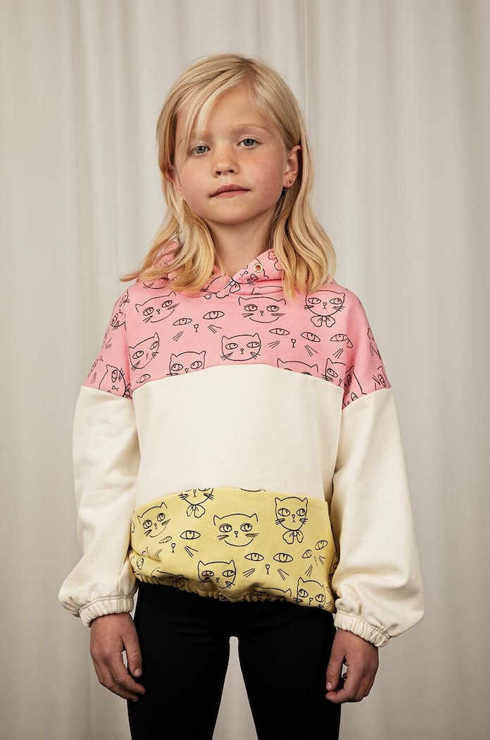Mini Rodini bluza bawełniana dziecięca Cathlethes z kapturem różowy 2422014228