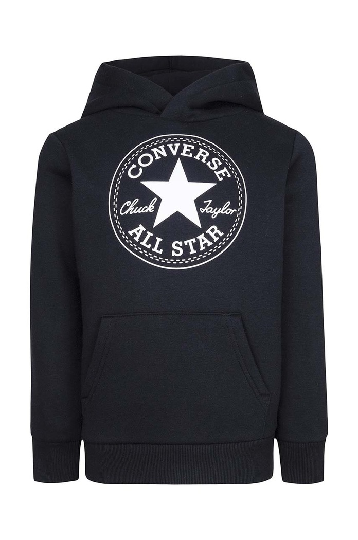 Detská mikina Converse s kapucňou čierna 8CC858