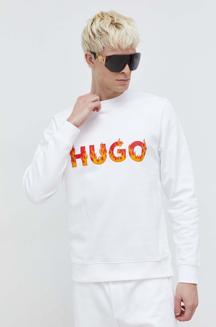 Bombažen pulover HUGO bela 50504813
