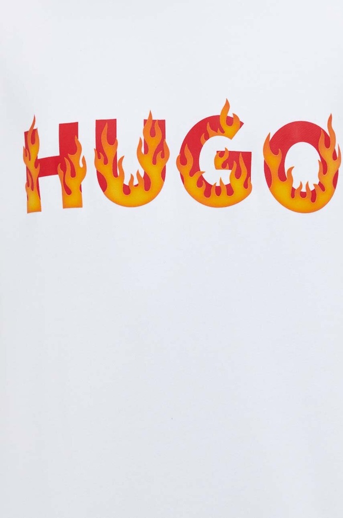 Bombažen pulover HUGO 50504813 bela