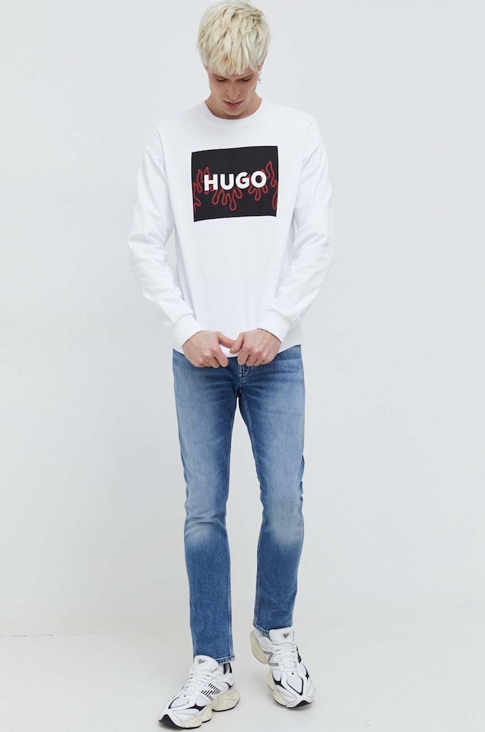 HUGO bluza bawełniana 50506990 biały SS24