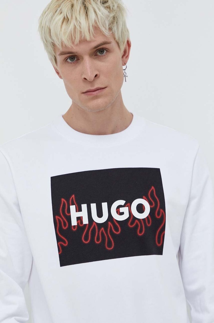 HUGO bluza bawełniana biały 50506990