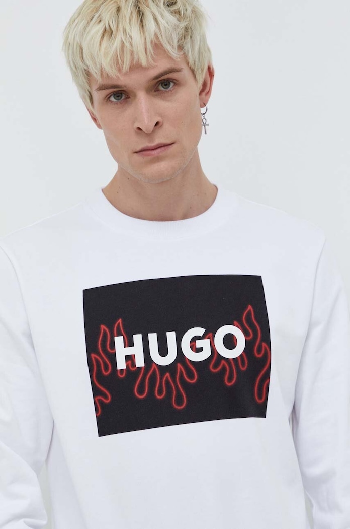 HUGO bluza bawełniana biały 50506990