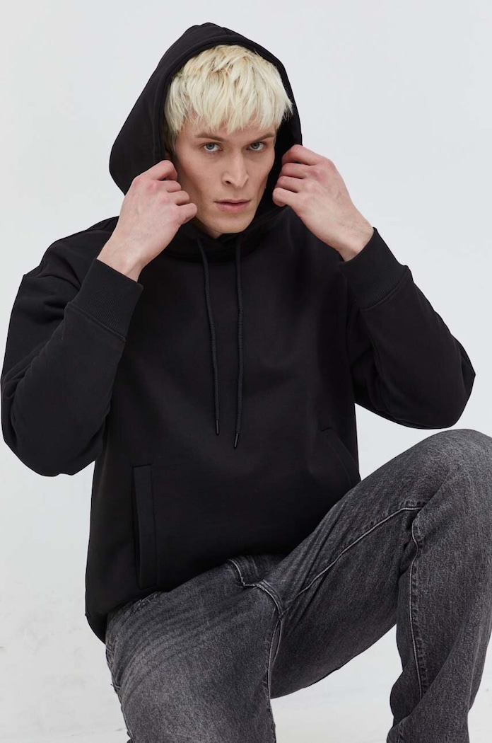 HUGO bluza bawełniana bawełna czarny 50507504