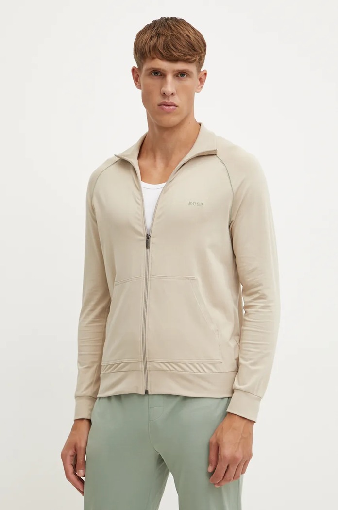 BOSS bluza rozpinana męska bawełniana z elastanem Mix&Match Jacket Z beżowy 50515307