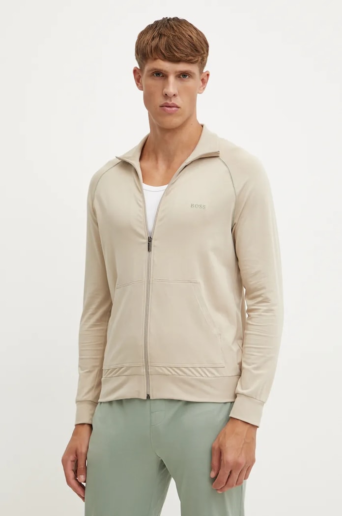 BOSS bluza rozpinana męska bawełniana z elastanem Mix&Match Jacket Z beżowy 50515307