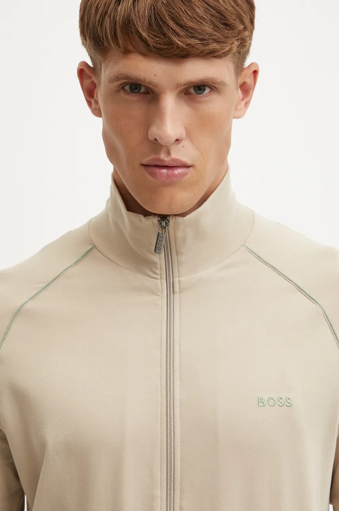 BOSS bluza rozpinana męska bawełniana z elastanem Mix&Match Jacket Z beżowy 50515307
