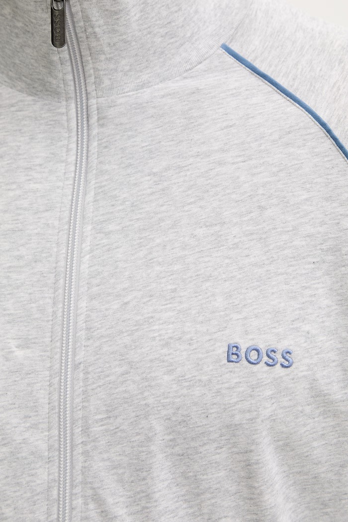 BOSS hanorac cu fermoar pentru bărbați, din bumbac cu elastan Mix&Match Jacket Z 50515307 gri