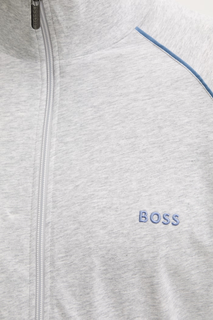 BOSS hanorac cu fermoar pentru bărbați, din bumbac cu elastan Mix&Match Jacket Z 50515307 gri