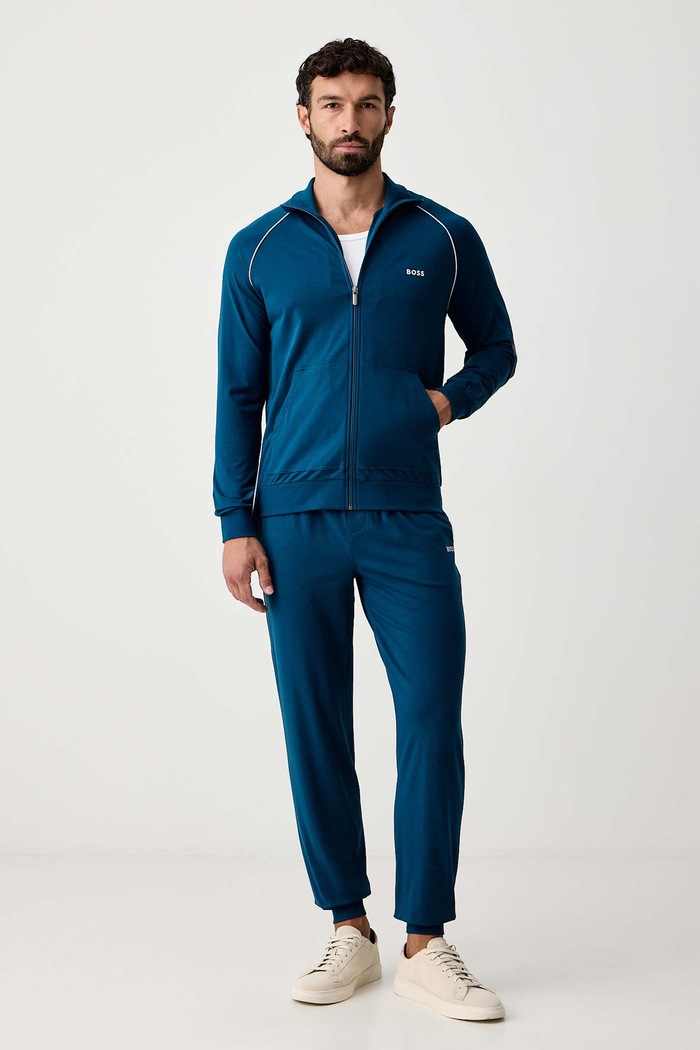 BOSS Суичър с цип мъжки от памук с еластан Mix&Match Jacket Z 50515307 син SS26