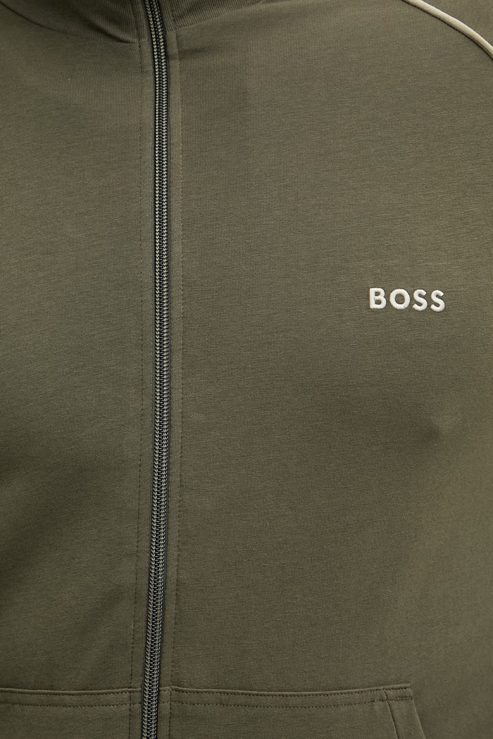 BOSS hanorac cu fermoar pentru bărbați, din bumbac cu elastan Mix&Match Jacket Z 50515307 verde