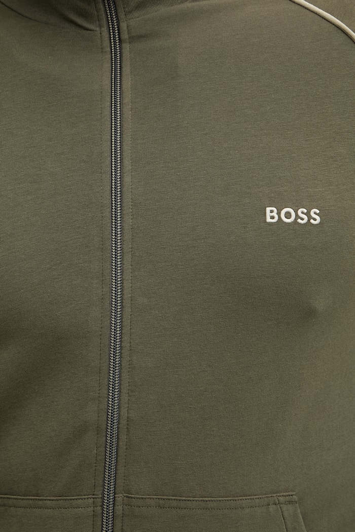 BOSS hanorac cu fermoar pentru bărbați, din bumbac cu elastan Mix&Match Jacket Z 50515307 verde