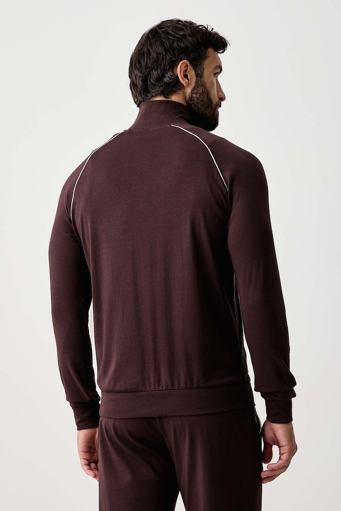 Дрехи BOSS Суичър с цип мъжки от памук с еластан Mix&Match Jacket Z 50515307 кафяв