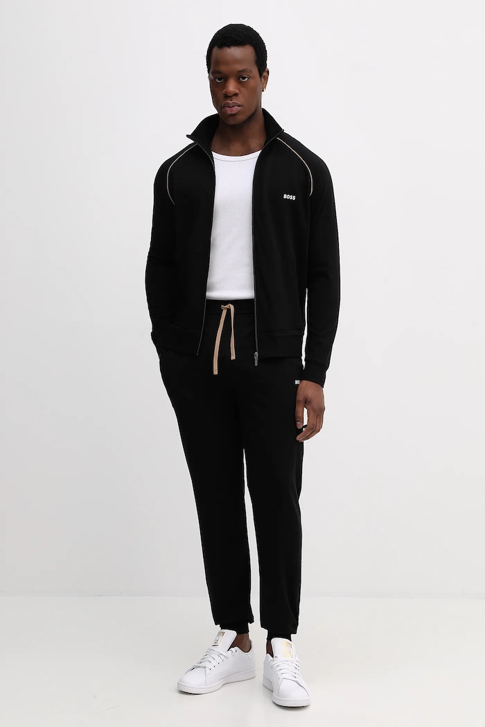 BOSS bluza rozpinana męska bawełniana z elastanem Mix&Match Jacket Z 50515307 czarny SS26