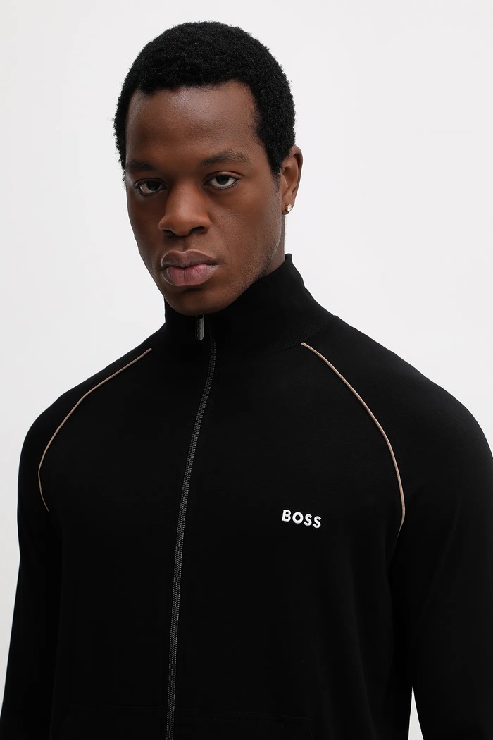 BOSS bluza rozpinana męska bawełniana z elastanem Mix&Match Jacket Z czarny 50515307