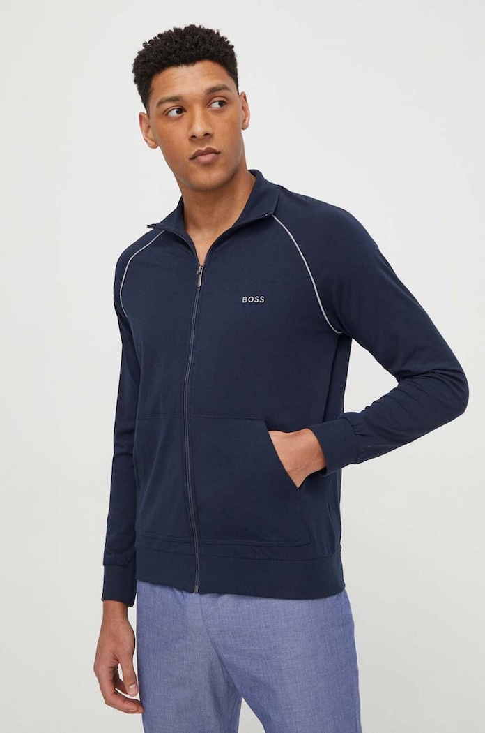 BOSS bluză uni bleumarin 50515366