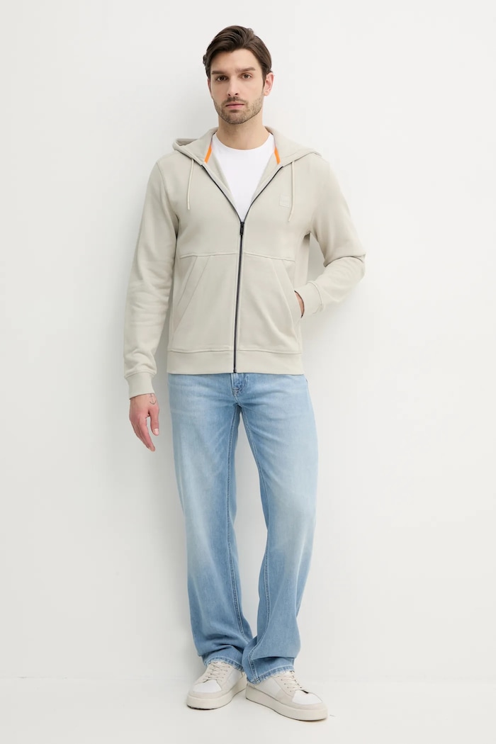 BOSS Orange bluza bawełniana 50508578 beżowy SS25