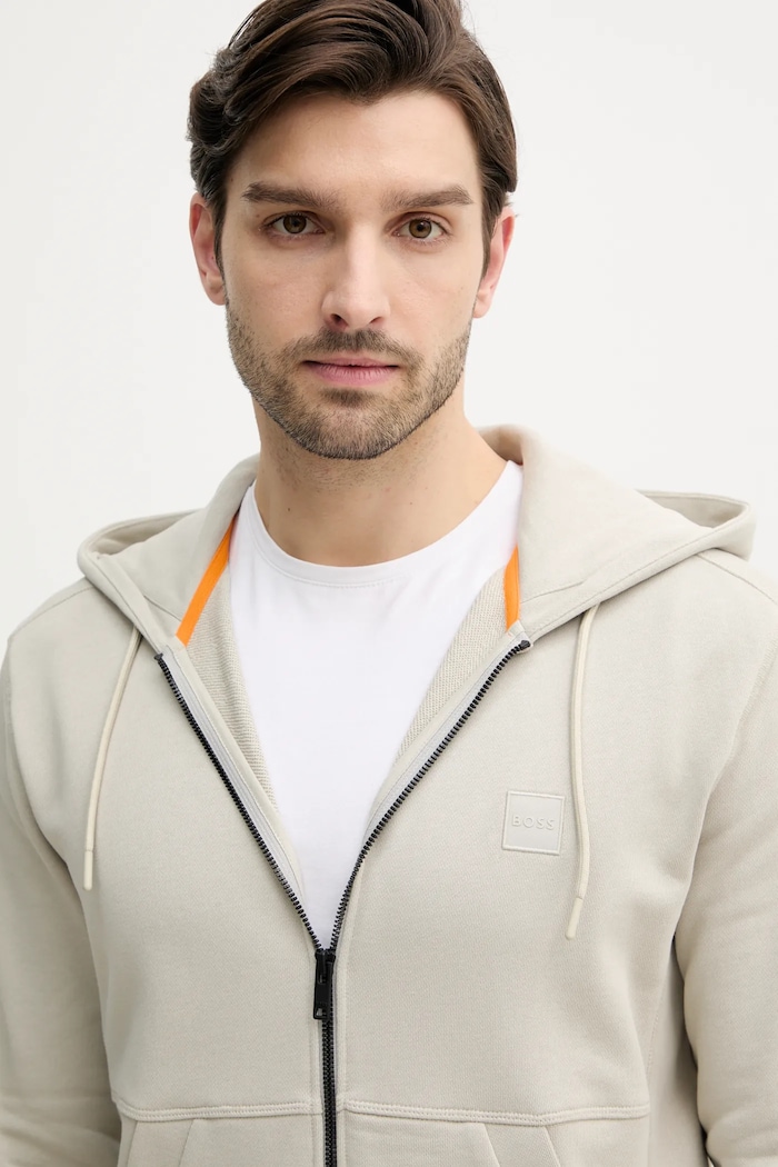 BOSS Orange bluza bawełniana beżowy 50508578