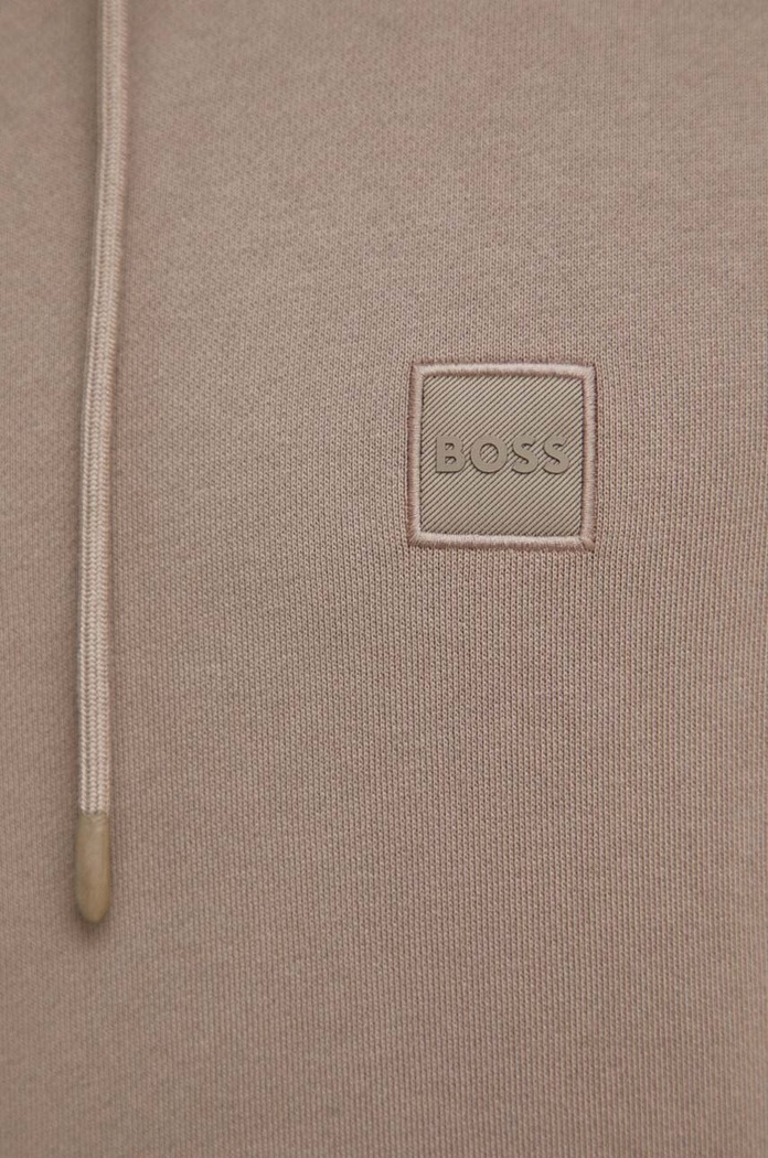 BOSS Orange bluza z kapturem męska bawełniana Wetalk 50509314 brązowy
