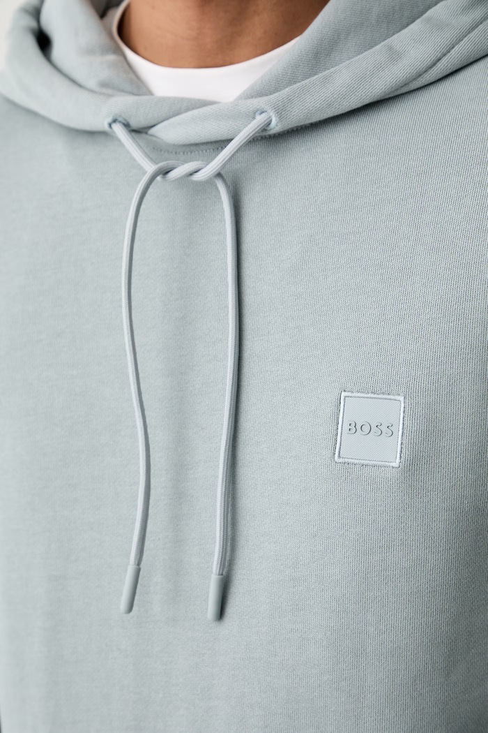 BOSS Orange кофта с капюшоном для мужчин из хлопка Wetalk 50509314 серый