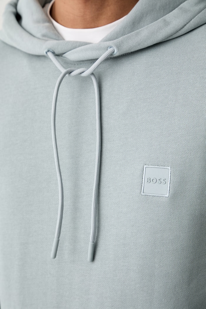BOSS Orange кофта с капюшоном для мужчин из хлопка Wetalk 50509314 серый