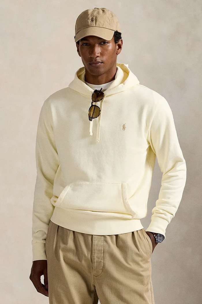 Polo Ralph Lauren hanorac cu glugă bărbătesc din bumbac uni bej 710916690