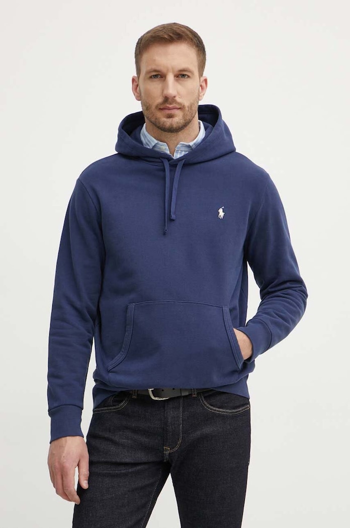 Polo Ralph Lauren hanorac cu glugă pentru bărbați din bumbac uni bleumarin 710916690