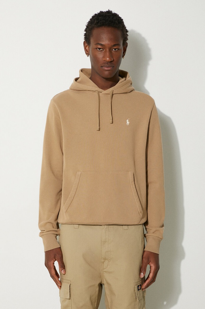Polo Ralph Lauren hanorac cu glugă din bumbac pentru bărbați bej 710916690