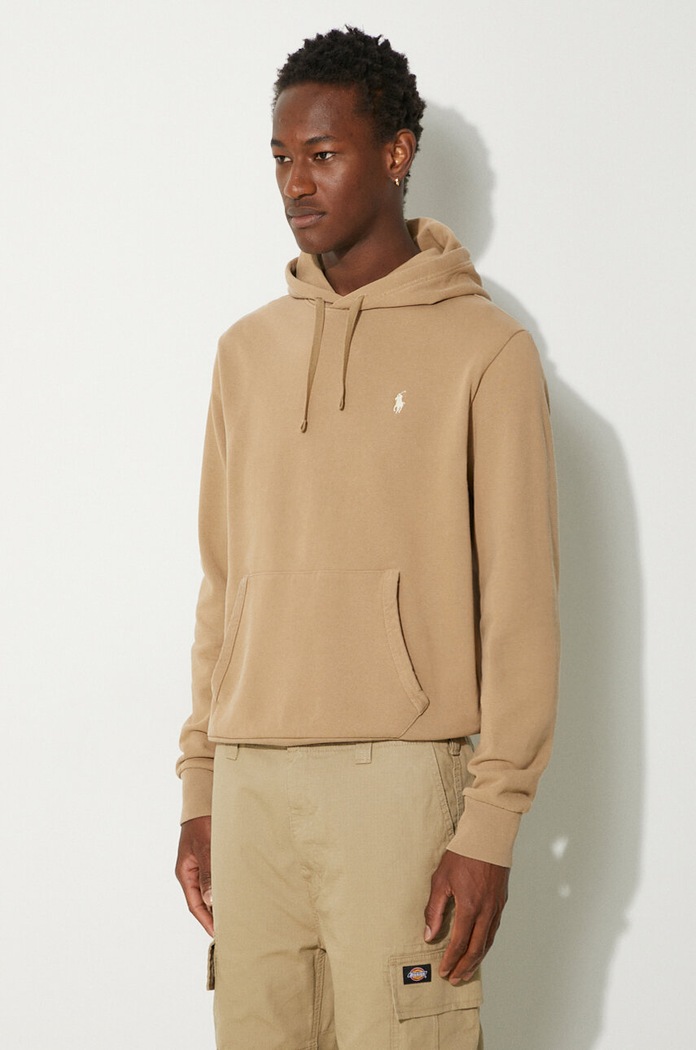 Polo Ralph Lauren hanorac cu glugă din bumbac pentru bărbați bej 710916690