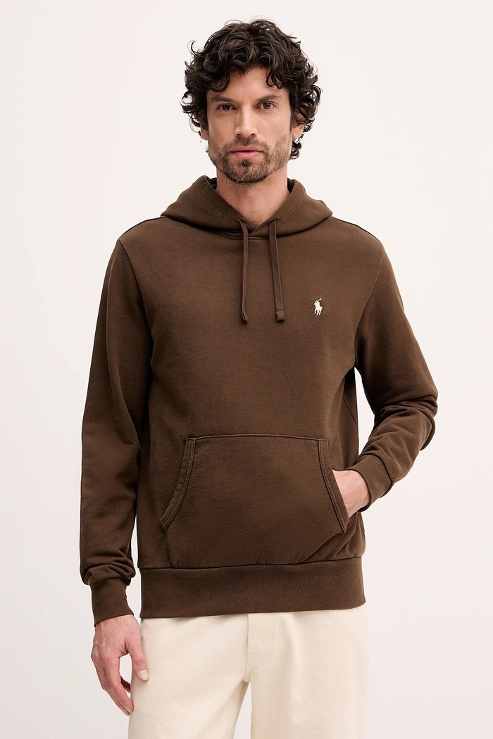Polo Ralph Lauren dukserica sa kapuljačom muška od pamuka pamuk smeđa 710916690