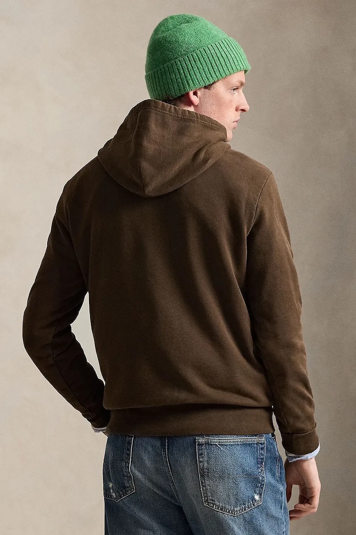 Polo Ralph Lauren hanorac cu glugă din bumbac pentru bărbați 710916690 maro SS26