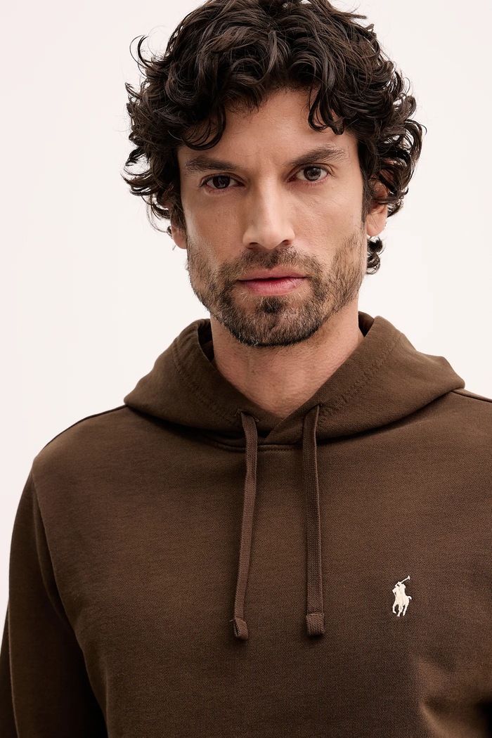 Polo Ralph Lauren dukserica sa kapuljačom muška od pamuka smeđa 710916690