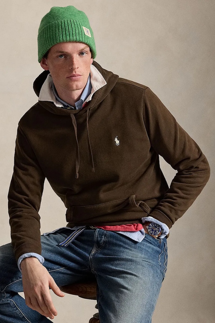 Polo Ralph Lauren hanorac cu glugă din bumbac pentru bărbați 710916690 maro