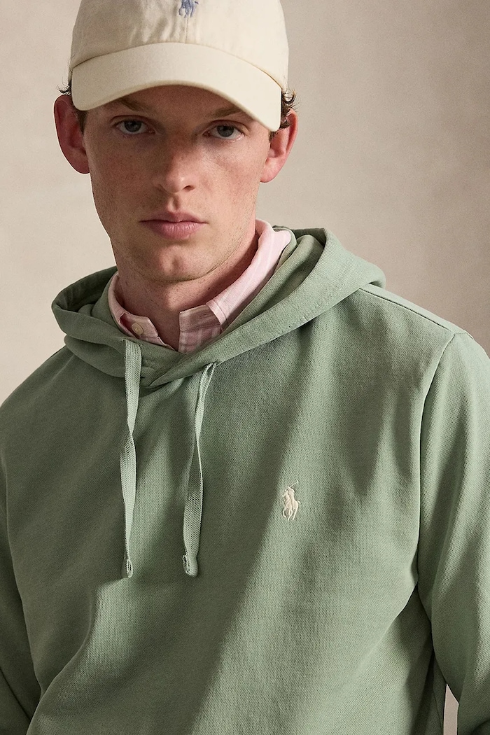 Polo Ralph Lauren felpa con cappuccio in cotone da uomo verde 710916690