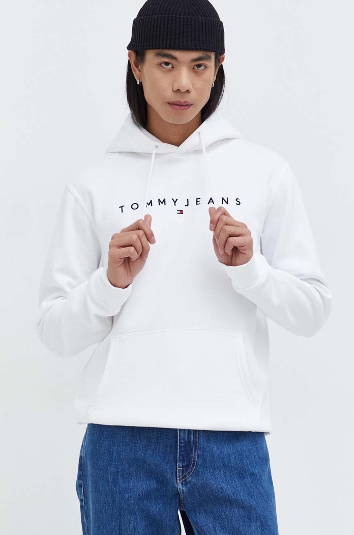 Mikina Tommy Jeans s kapucí bílá DM0DM17985