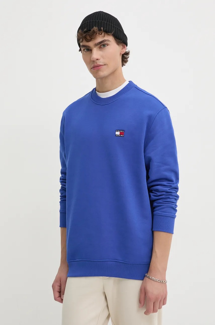 Tommy Jeans hanorac de bumbac uni albastru DM0DM17986