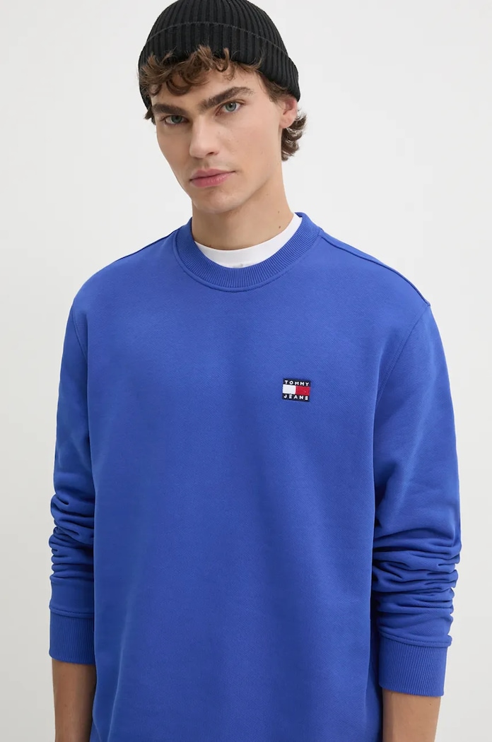 Tommy Jeans hanorac de bumbac albastru DM0DM17986