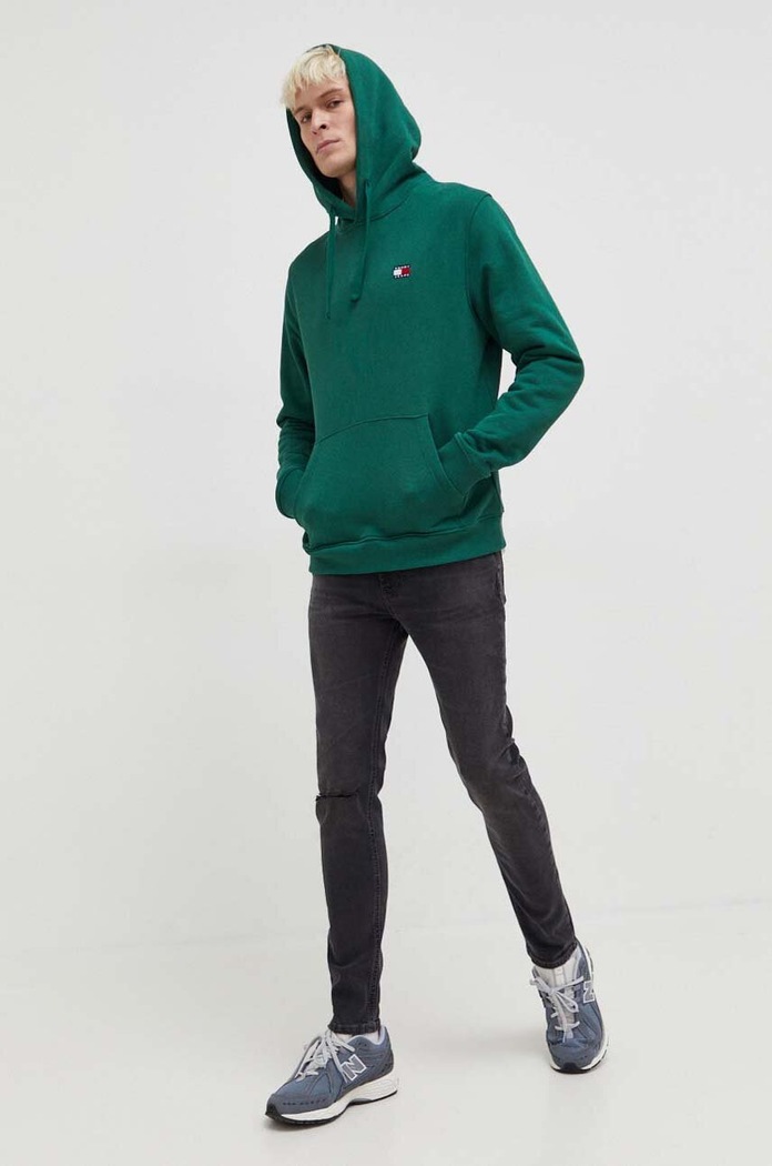 Bavlněná mikina Tommy Jeans DM0DM17988 zelená NC24