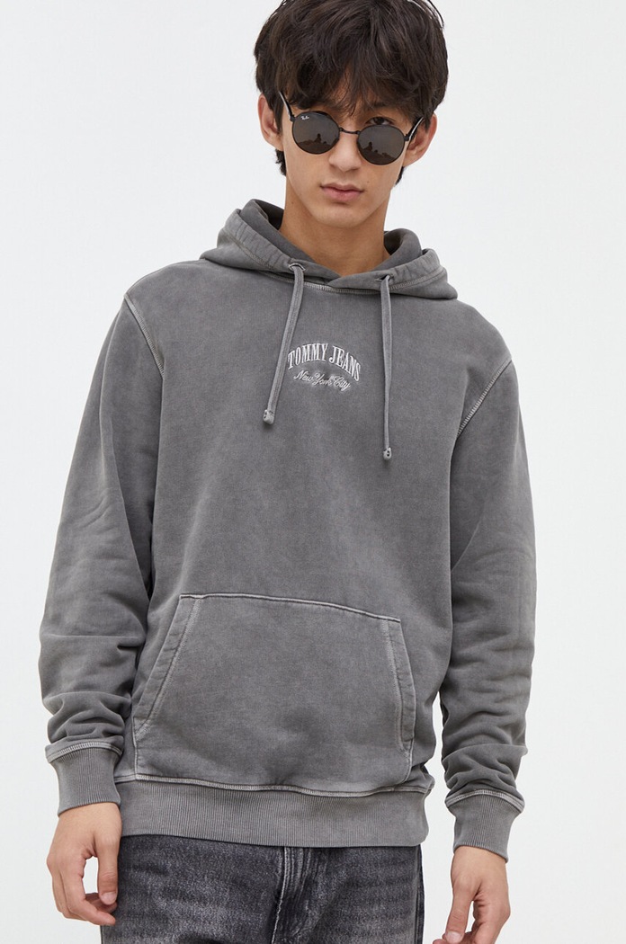 Bavlněná mikina Tommy Jeans DM0DM18410 šedá SS24