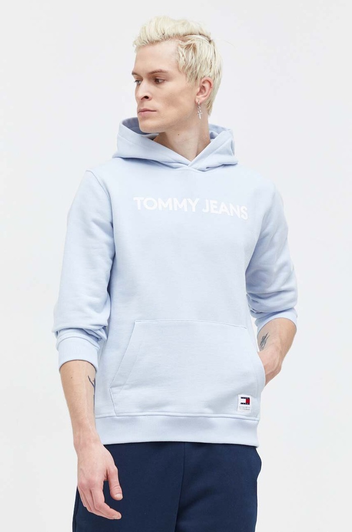 Bavlněná mikina Tommy Jeans modrá DM0DM18413