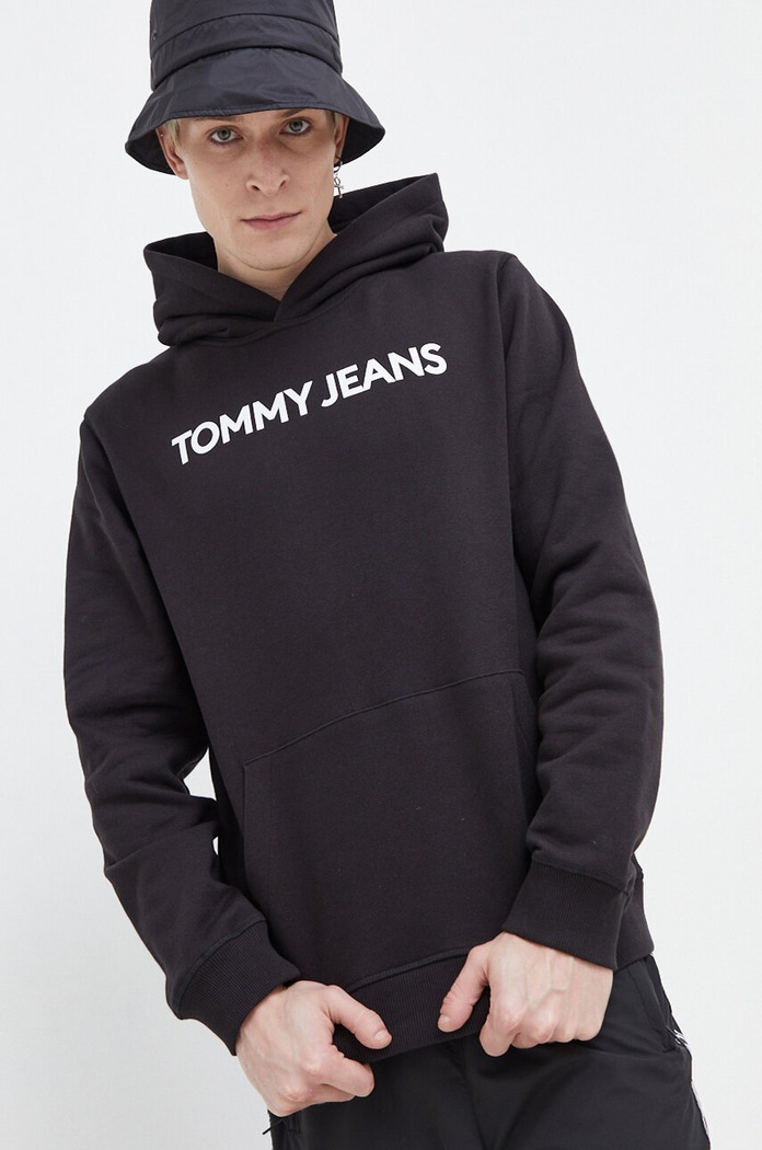 Tommy Jeans bluza bawełniana nadruk czarny DM0DM18413