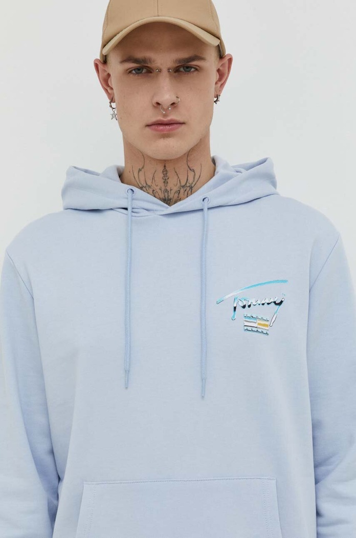 Tommy Jeans hanorac de bumbac albastru DM0DM18457